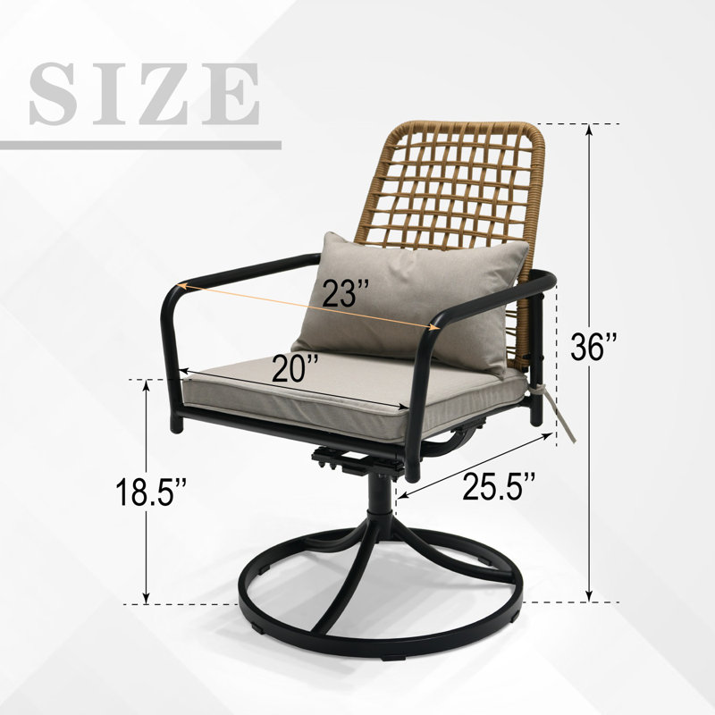 Outdoor Swivel Dining Chairs With Cushion (Set Of 2)