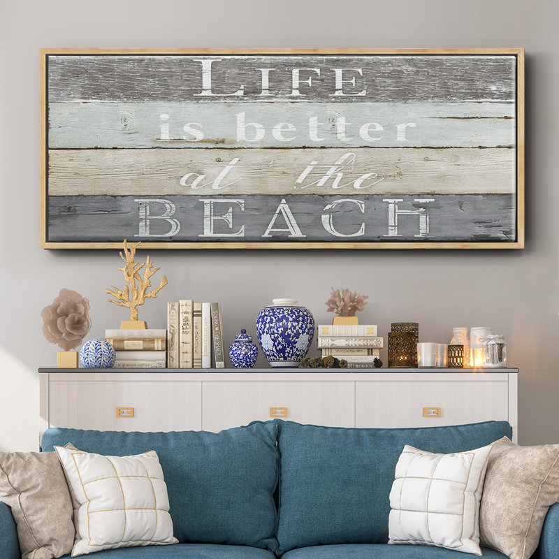 Life Better Beach- Framed Canvas, 24" H x 60" W