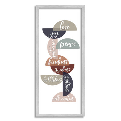 Love Joy Patience Peace Kindness Text Layered Half Circles - Art textuel
