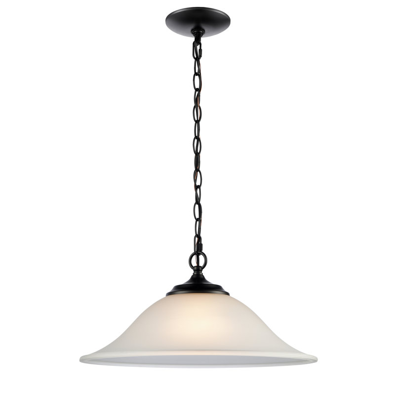 1-Light Pendant in Black with Etched Glass