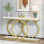 Console moderne 55,11 po en simili marbre blanc et doré pour canapé d'entrée, salon et salon