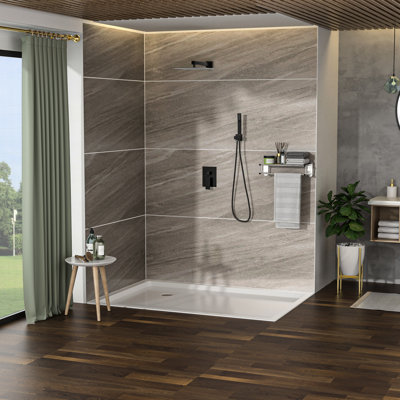 Wall Mounted Square Shower System With 10 Inch Dual Head - Oil Rubber Bronze Head,