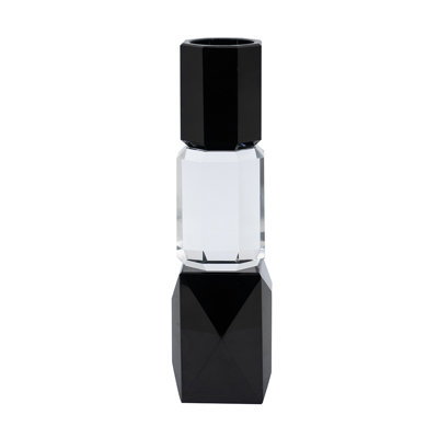 Porte-bougie en verre noir et transparent - 2,5 po x 2,5 po x 9,5 po - noir, transparent