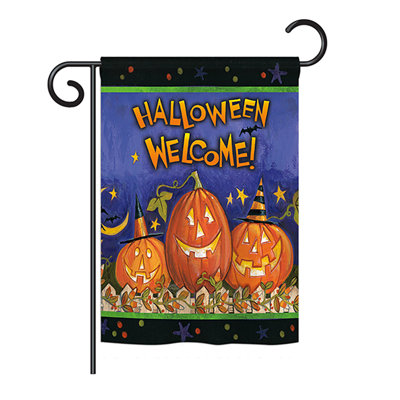Drapeau de jardin 2 côtés en polyester 1 x 1,5 pi halloween welcome automne