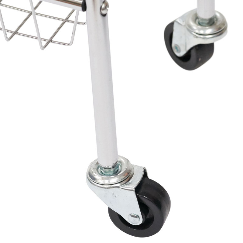 Slim Chrome 3-Tier Metal Laundry Storage Cart