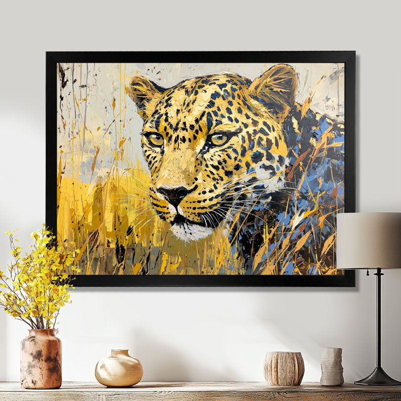 «African Beauty Leopard In Savanah», reproduction d'art léopard, H 24 po x l 32 po, Noir