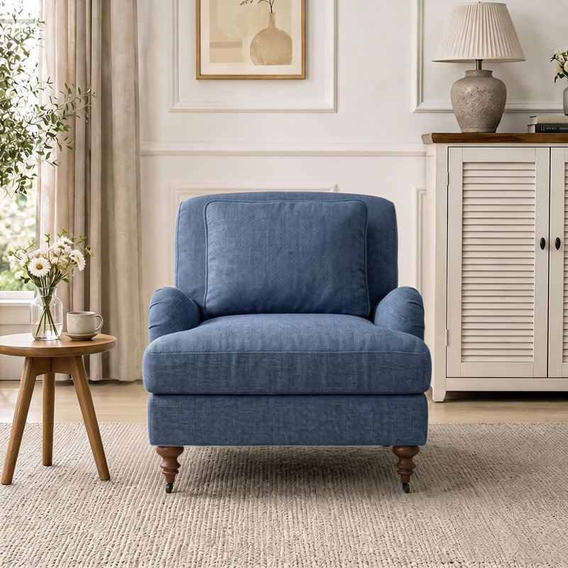 English Classic Roll Arm Chair, 1, Navy Blue, 29" W x 35" D x 33" H