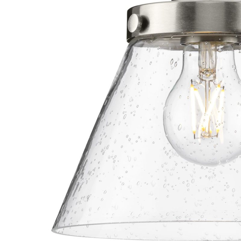 Landrich 1 - Light Cone Pendant, Brushed Nickel, Clear Seeded