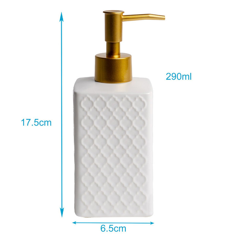 Ahmani Ceramic / Porcelain Soap Dispenser, White