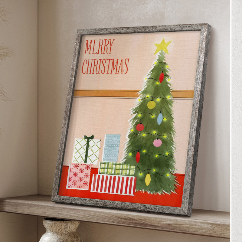«Christmas Stockings Collection B», reproduction encadrée - bois massif, H 15 po x l 12 po