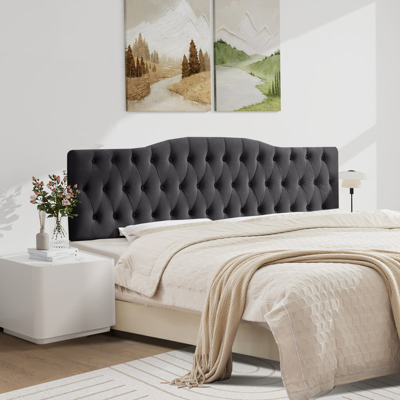 Tête de lit tapissier Aveigha, Grand, Lin gris foncé