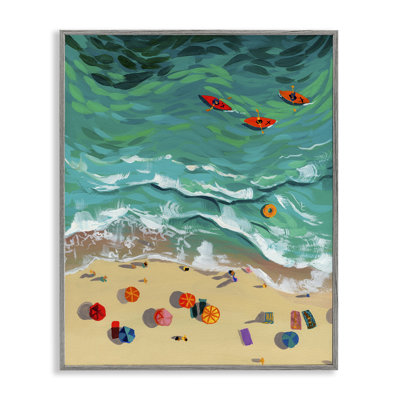 Three Kayaks in Turquoise Waves Framed Giclee, design by Brook Page