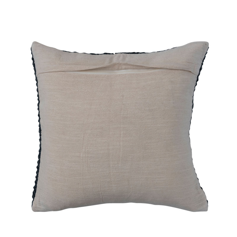 Navy Blue Knitted Cotton Square Throw Pillow