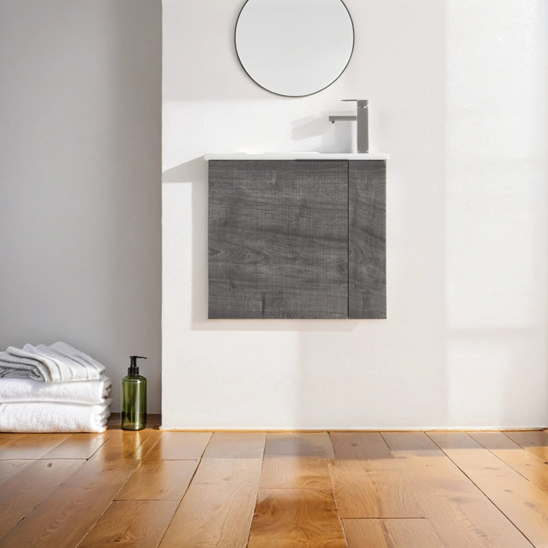 Meuble-lavabo simple 22,28 po avec plateau Kadeeja, Gris