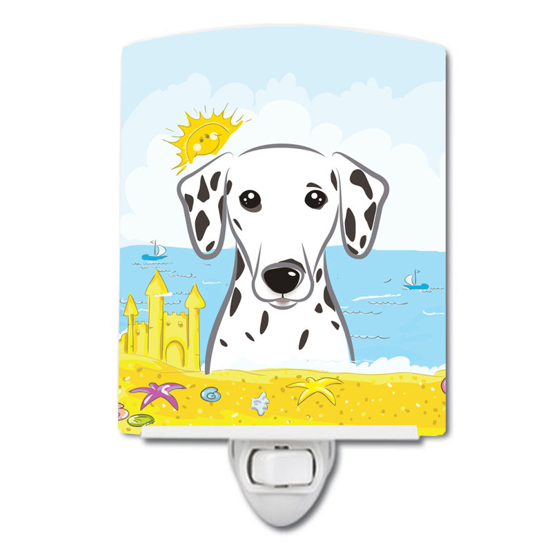 Luminaire de nuit en céramique jack terrier summer beach, Dalmatien