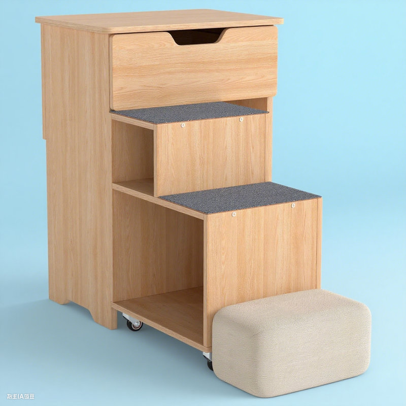 Table de chevet pour animaux avec escalier