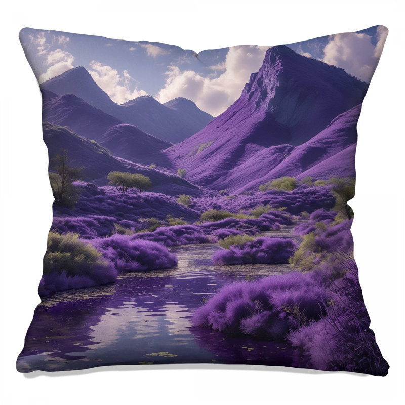 Coussins Lavande Mountain Landscape, 16 x 16 pouces