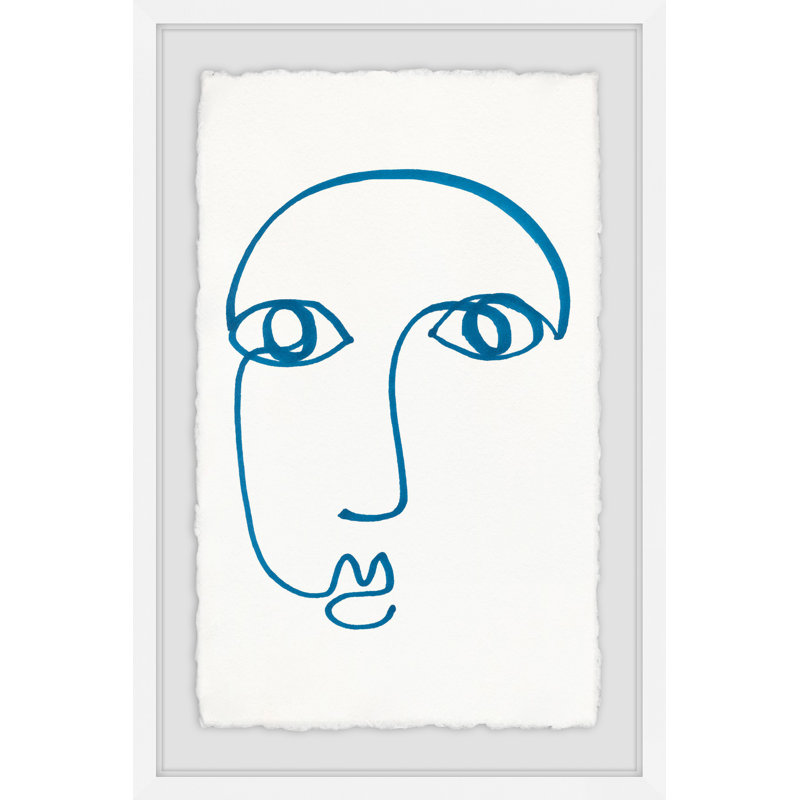 «Blue S croquis» par Acelynn, reproduction de cadre photo, H 36 po x l 24 po, Cadre blanc à bords frangés