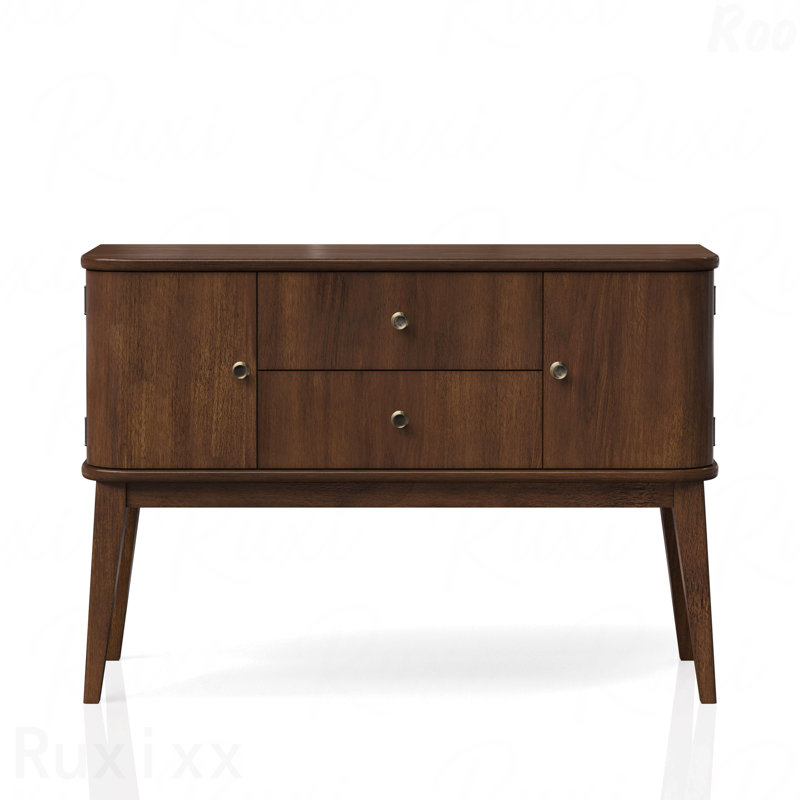 Desserte Mid-Century moderne - 2 tiroirs, 2 armoires, finition cerisier