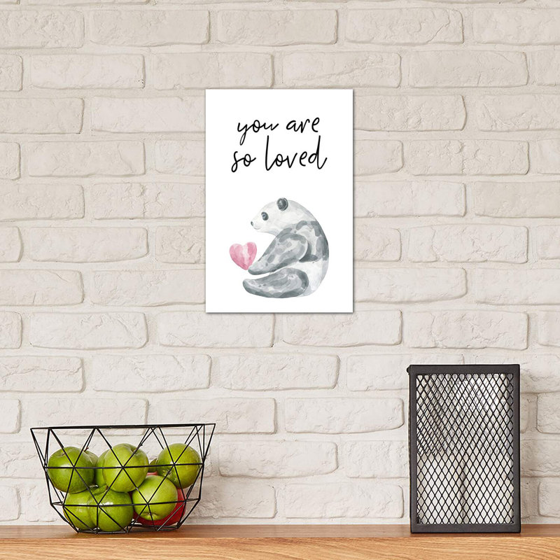 You Are So Loved Panda - impression d'art graphique, H 12 po x l 8 po x P 0,75 po, Toile tendue, Pas de tapis