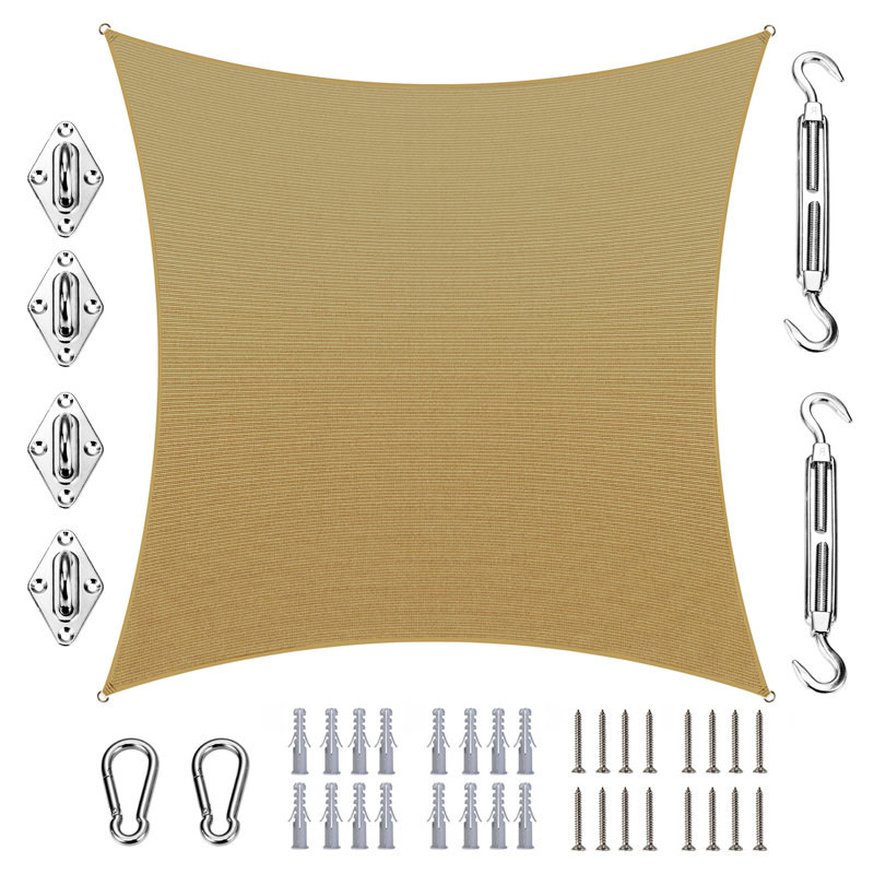 Voile d'ombrage carré Amgo, Beige sable, 12 pi x 12 pi
