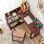 Combinaison bureau et bibliothèque en bois massif-495571295