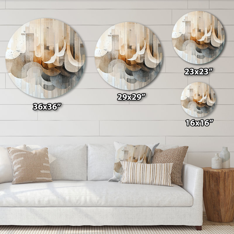 Corujo - ligne abstraite paysage art mural rond en métal, H 36 po x l 36 po