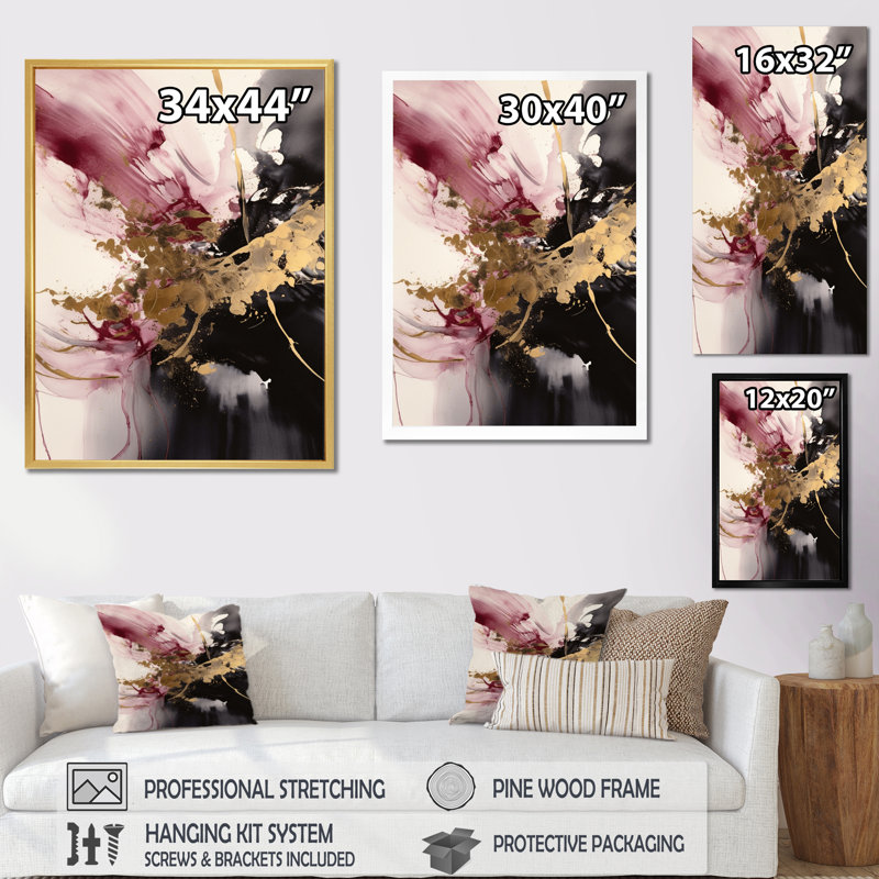 Or et rose fluides I sur toile, 20" H x 12" W, Toile tendue