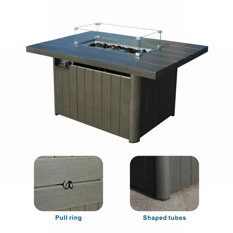 Foyer de table au propane en aluminium H 24,61 po x l 51,97 po, Gris