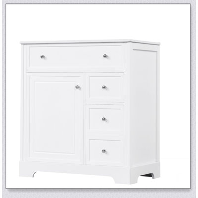 Meuble-lavabo de 30 po avec comptoir d'évier, meuble-lavabo avec porte et deux tiroirs, panneaux de fibres à densité moyenne, bois massif, un paquet (nouvelle couleur WF317773AAK)
