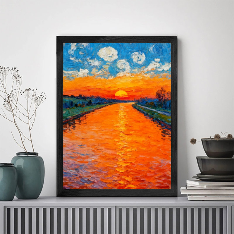 Reproduction d'art encadré noir rétro, H 17 po x l 13 po