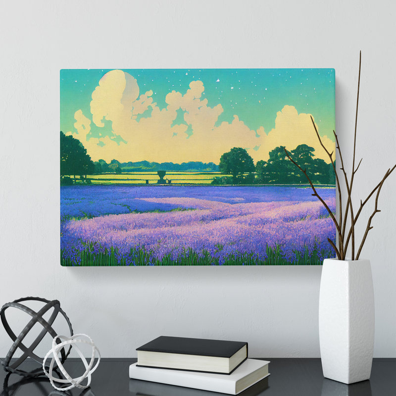 Breathtaking Bluebell Field - Wrapped Canvas Painting, 40cm H x 60cm W x 3cm D