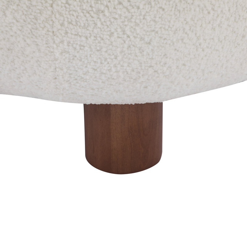 Chaise d'appoint rembourrée avec pieds en bois Zavier Boucle, Blanc cassé