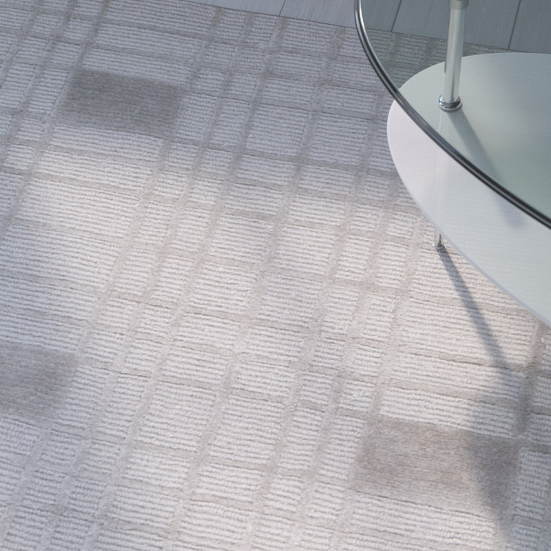Tibetan Geometric Hand-Knotted Wool Grey Area Rug, Rectangle 6' x 9'