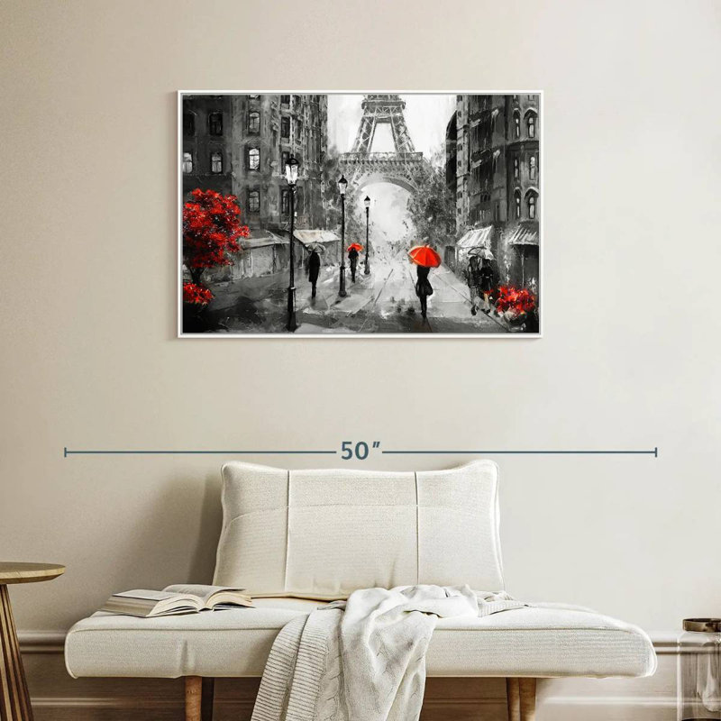 Paris, jour de pluie, Cadre flottant blanc, 37 po x 25 po