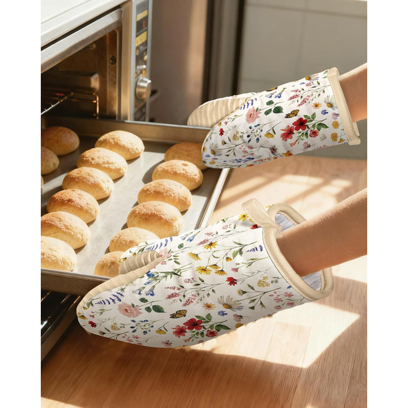 Ensemble de mini gants de cuisine Vintage Floral - Gants de cuisine courts résistants à la chaleur pour femmes