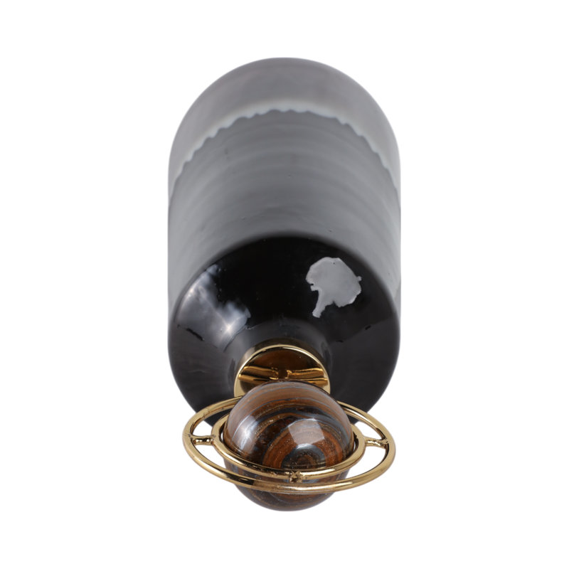 Sagebrook Home 20" Oscar Small Tiger's Eye Stone And Metal Bottle, 26" H x 8" W x 8" D