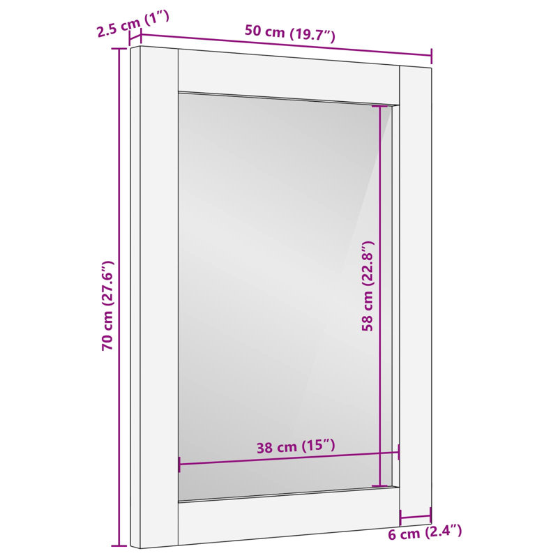 Solid Wood Rectangle Mirror, Acacia Brown Finish