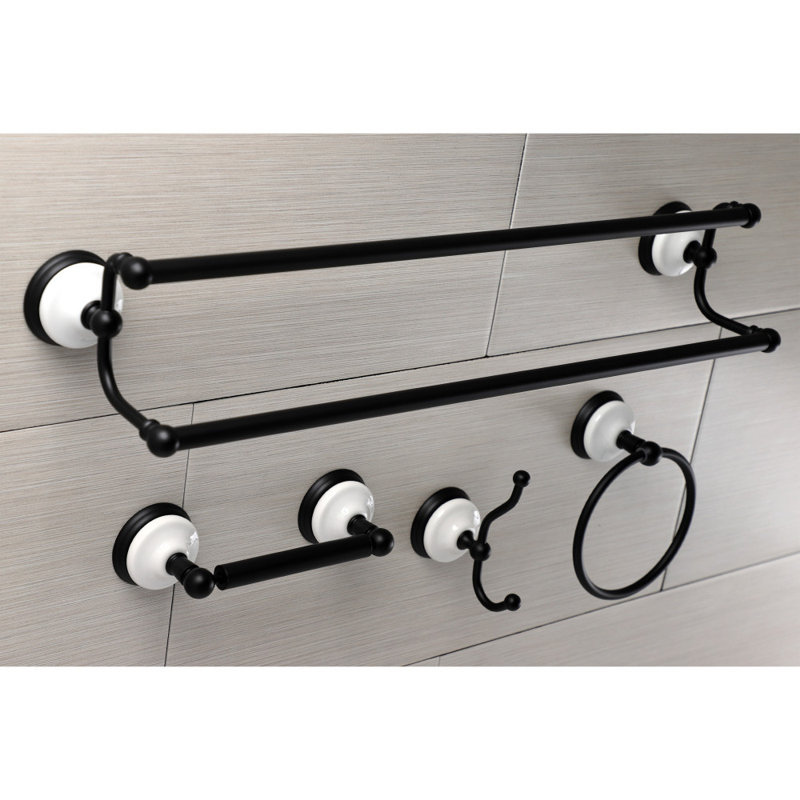 Kingston Brass Victorian 4-Piece Bathroom Hardware Set, Matte Black