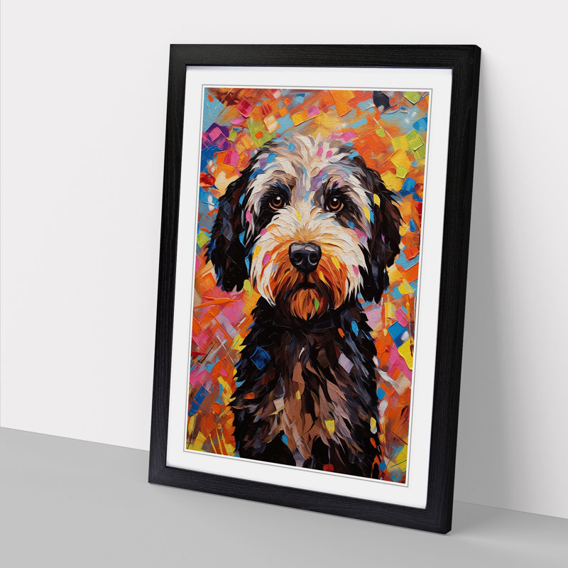 XYZ-FRM-V1223-3972 Labradoodle Abstract - Single Picture Frame Print on Wood, 34cm H x 25cm W x 2cm D, Black