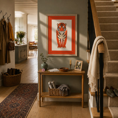 Geometric Tiger Art Deco - Framed Print