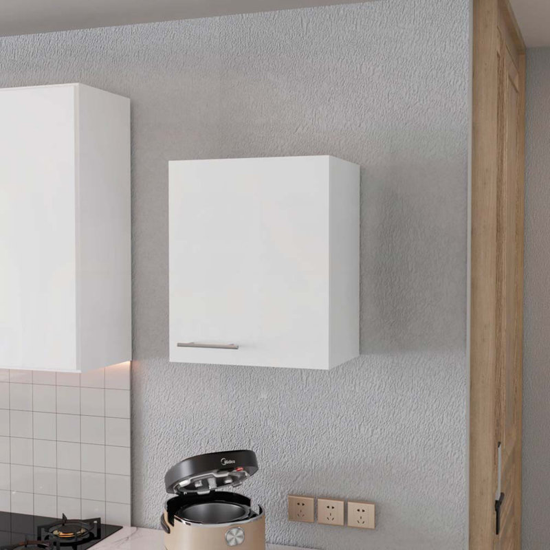 White Hi Wall Cabinet with 1 Door, White