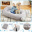 Lit pour chien humain, lit pour chien de taille humaine 71 po x 45 po x 12 po avec couverture, 2 poches de rangement latérales et poignée portative-1213385965