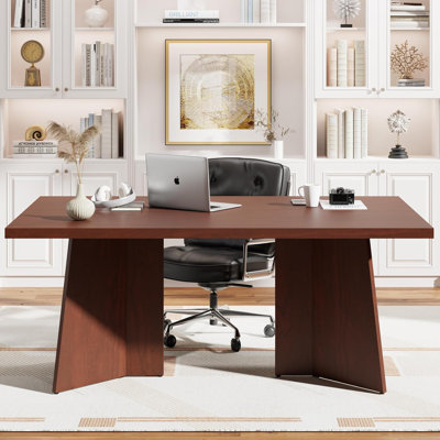 Table de salle à manger avec pieds à piédestal, grand plateau rectangulaire, sièges de L 71 po de 6 à 8 po, style moderne pour la cuisine, la salle à manger et la salle de conférence