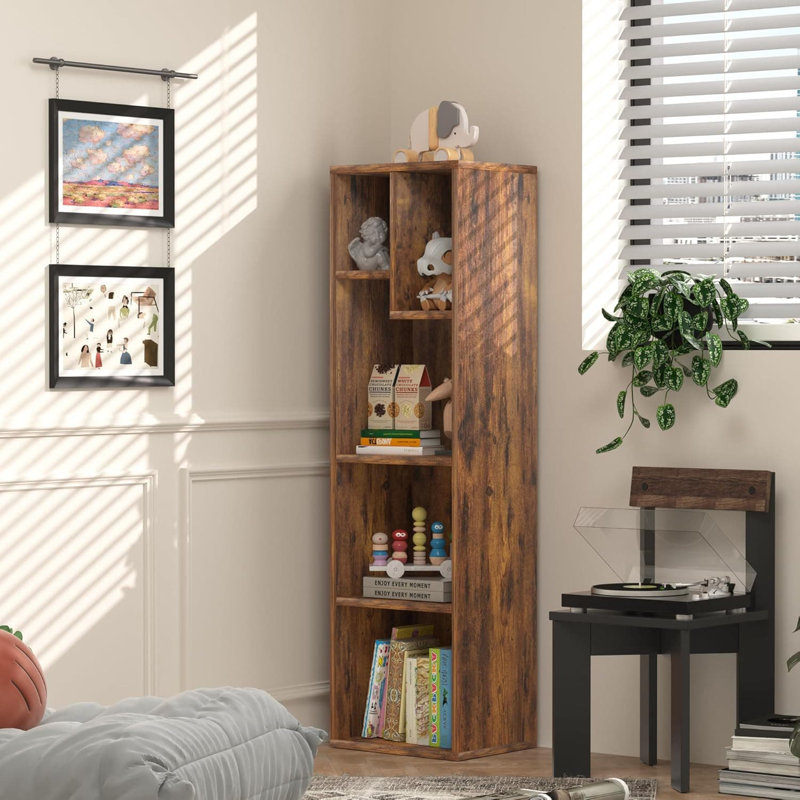 Bibliothèque à 5 niveaux avec 5 tablettes de rangement cubiques, bibliothèque moderne sur pied d'une capacité de 66 lb par tablette, pouvant accueillir de grands livres à couverture rigide et des objets décoratifs