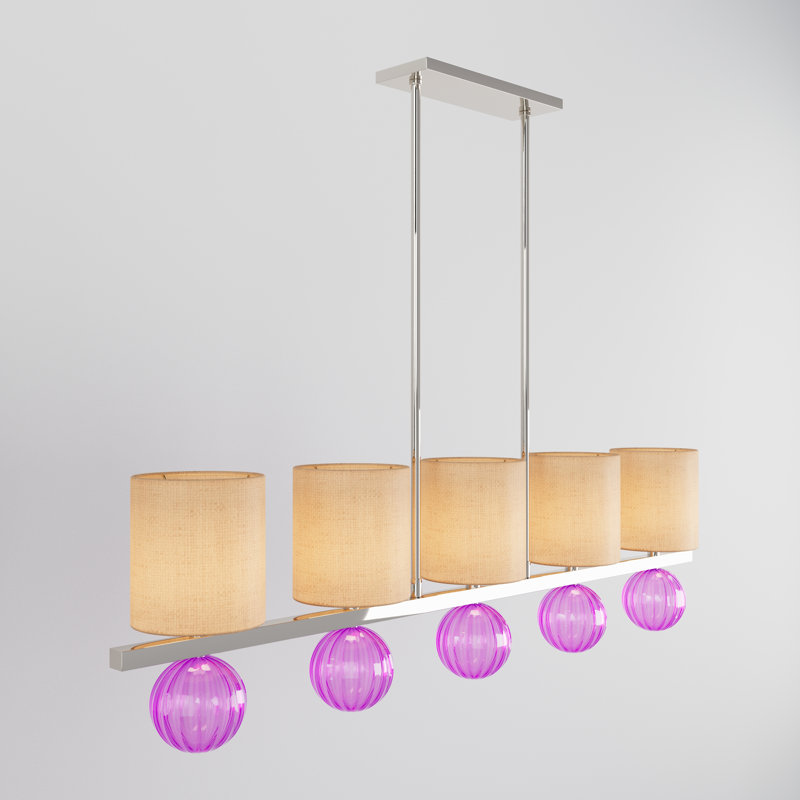 Luminaire suspendu pour îlot de cuisine à 5 lumières Bibi, Magenta