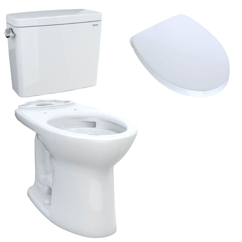 Toilette allongée deux pièces Drake® 1,6 (siège non inclus), Blanc coton