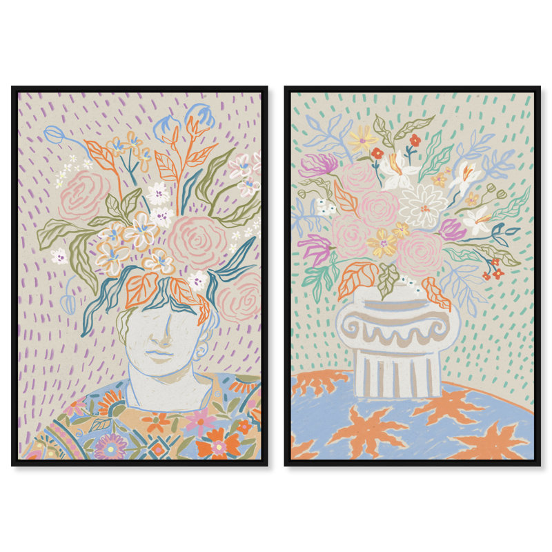 Summer Flourish Set Set by Oliver Gal, 74"H x 50"W, Black Floater Frame