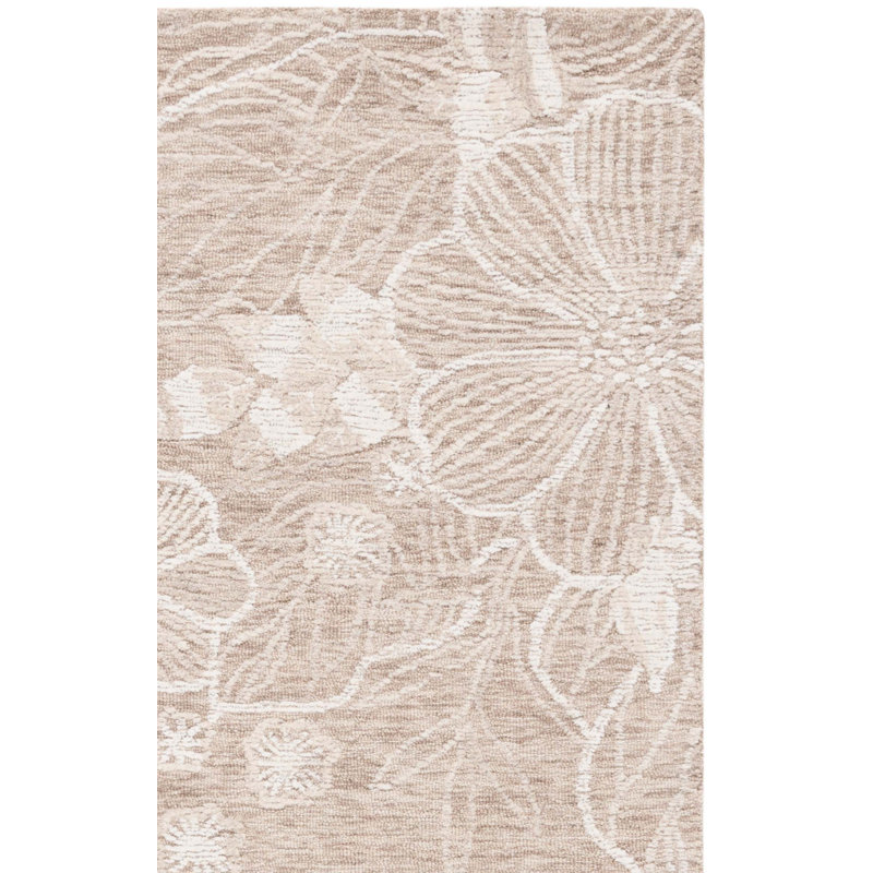 Tapis en laine / coton touffeté à la main Lyanne en ivoire / beige, Rectangle 8 pi x 10 pi