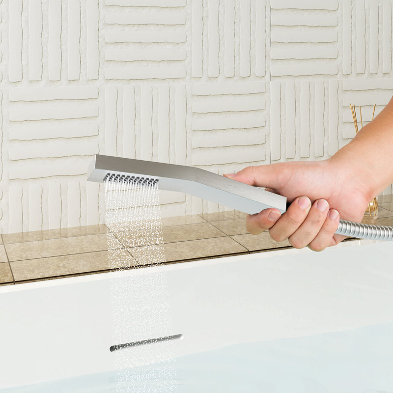 Garniture de robinet de baignoire pour salle de bain à 3 poignées avec douche à main, Nickel brossé